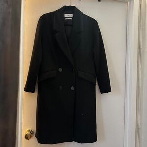 Mango Black Double Breasted Wool Coat